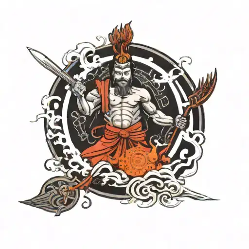 Japanese Warrior And Greek Sun God