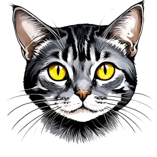 Starry Dark Grey Tabby Cat With Yellow Eyes