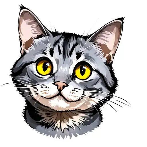 Starry Dark Grey Tabby Cat With Yellow Eyes