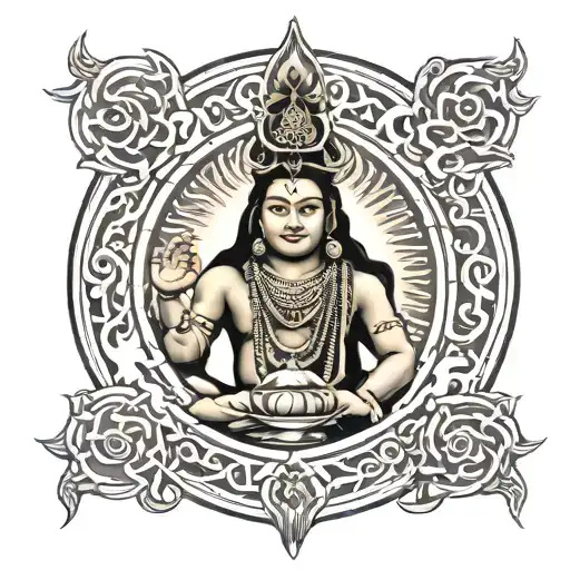 Lord Shiva With Nine Planet Surrounded