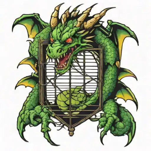 Angry Dragon Trapped In Cage