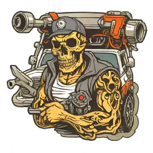 Skull Auto Mechanic Driving An Suv