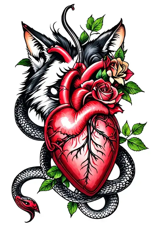 Snake Wolf Rose Heart