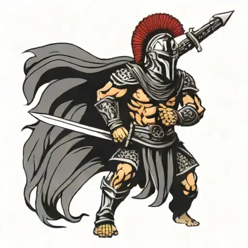 Spartan Warrior Wielding A Sword