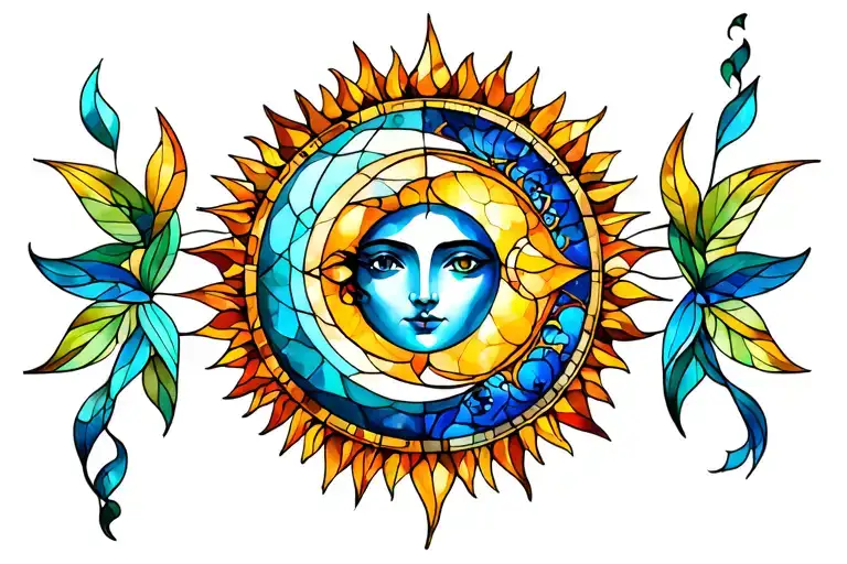 Stained Glass Sun And Moon Alchemy