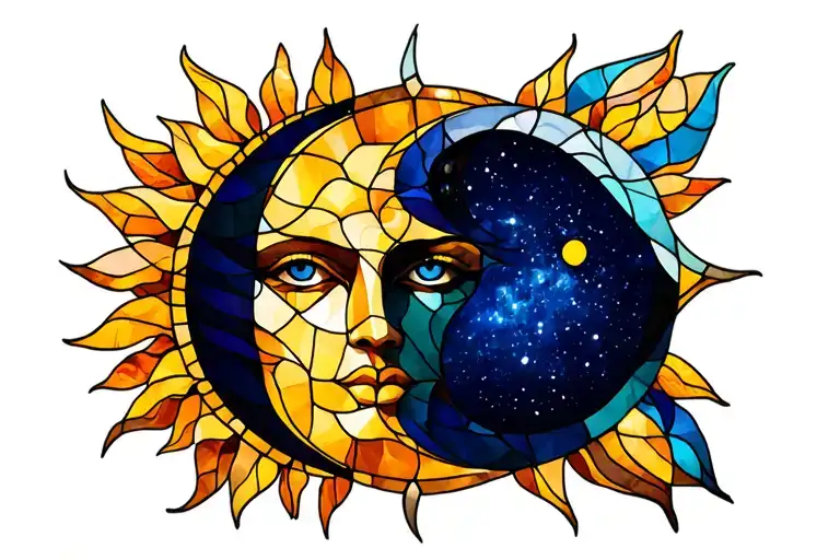 Stained Glass Sun And Moon Alchemy