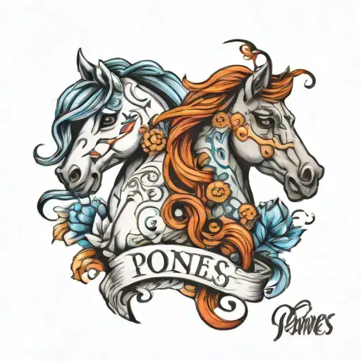 Ponies Tattoo With Wife Name