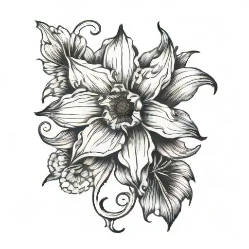 Narcissus Flower Tattoo Black On Upper Arm