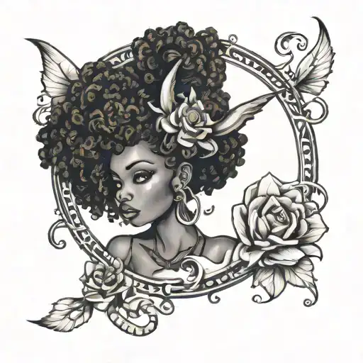 Afro Fairy With Horn And Pointy Tail