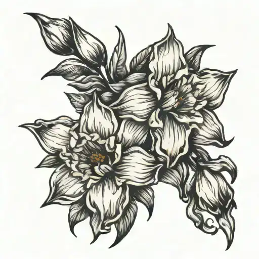 Narcissus Flower Bouquet Black