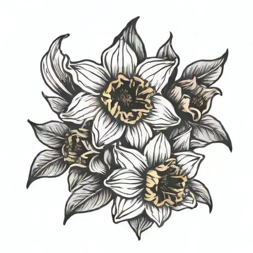 Narcissus Flower Bouquet Black