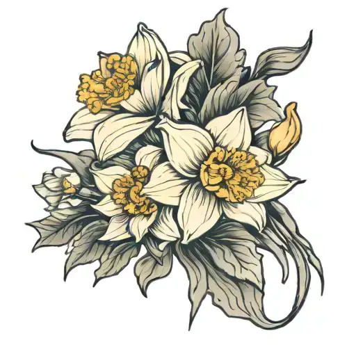 Narcissus Flower Bouquet Black