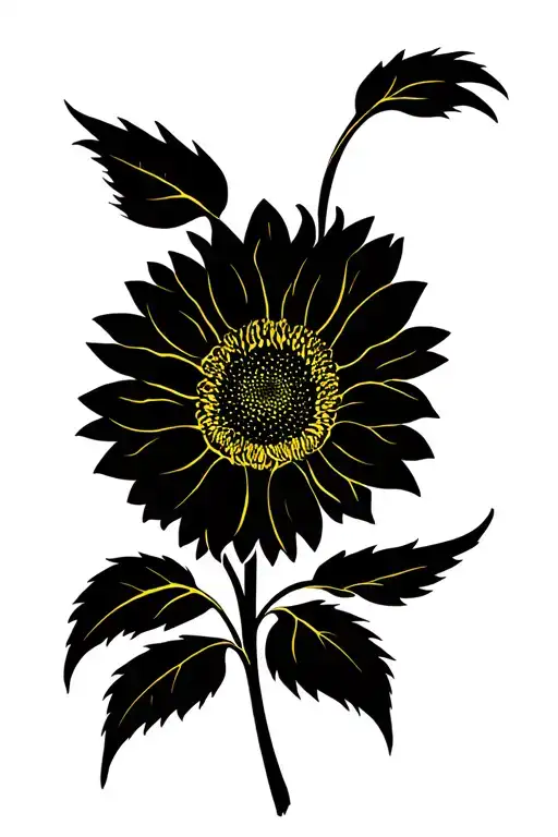 Yellow Sunflower With Minimalist Design
