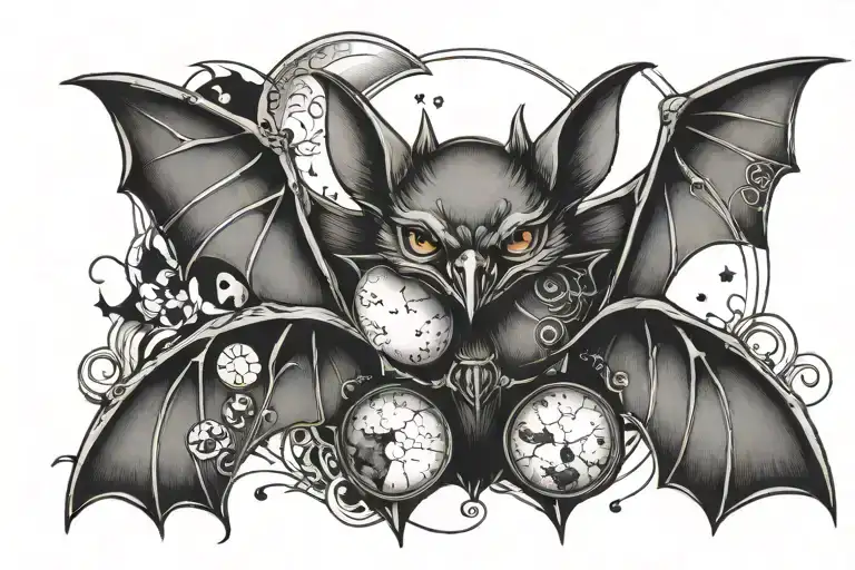 Bat With Moon Phases