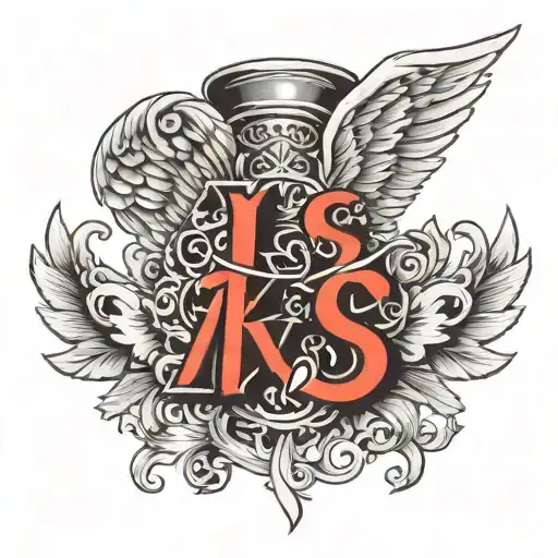 Letters 'Kjs' With Angel Wings On Either Side