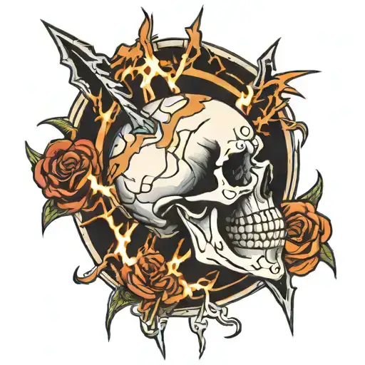 Skull And Lightning Bolts