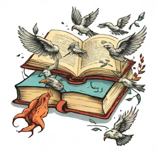 An Open Book With Birds Flying Out On Top