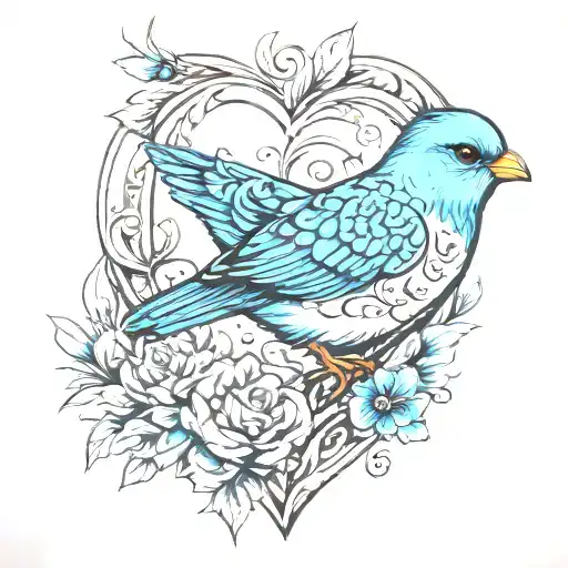 Blue Bird Inside A Heart