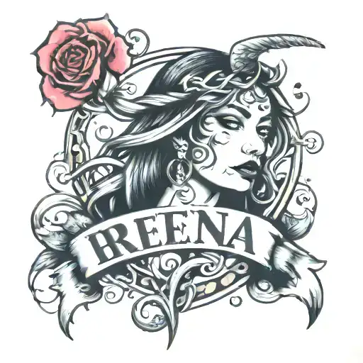 The Name 'Reena' With Hearts And A Woman Fighting For Freedom
