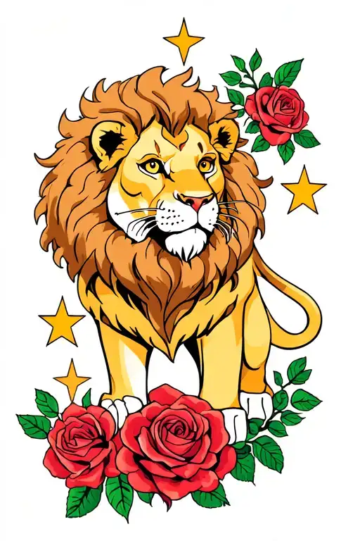 Lion Stars And Roses