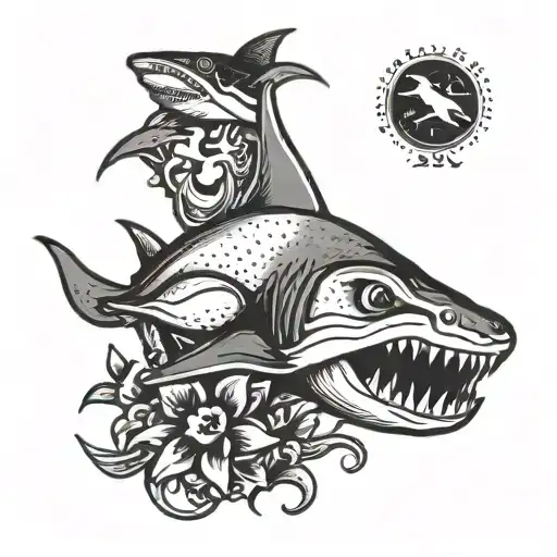 Stamp With Stingray And A Shark