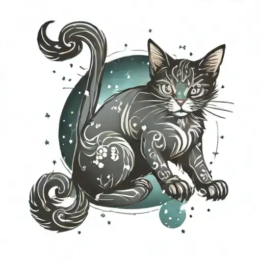 Capricorn Constellation And Cat