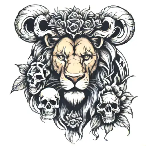 Lion And Skull Face