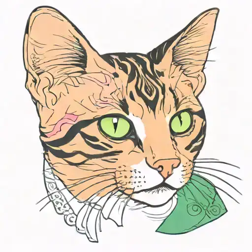 Girl Calico Cat With Green Eyes Named Sophie With A Pink Collar