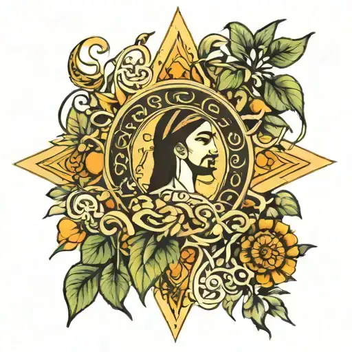 Arab And Spanish Culture With Vines And The Sun