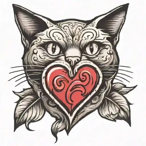 Cat And Heart Shape