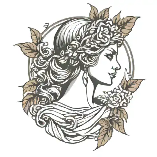 Roman Princess With A Laurel Wreath In Profile