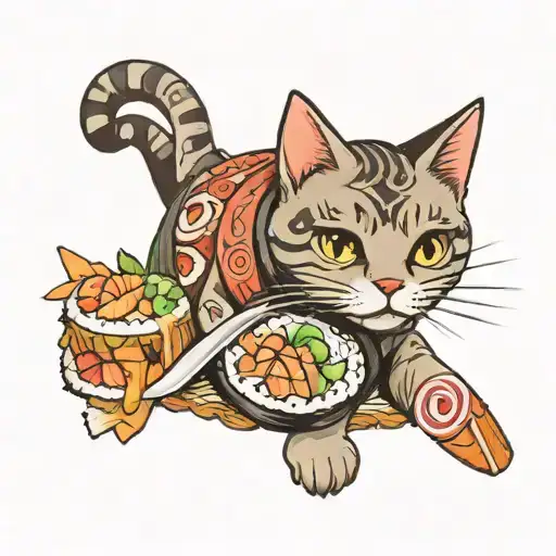 Cat In Sushi Roll