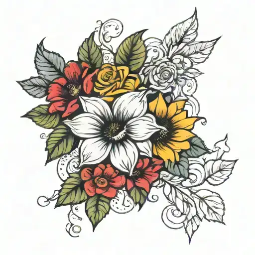 Roses Sunflower And Hibiscus On A Vine Wrapped Around Forearm