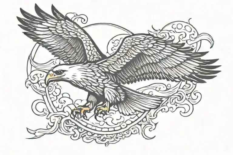 Eagle Flying Toward The Sun