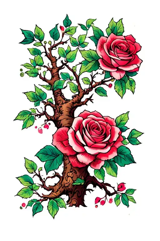 Tree And Roses