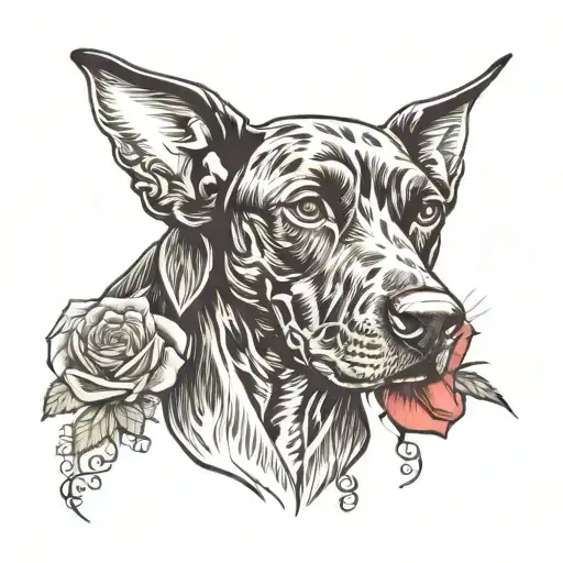 German Short Hair Pointer And Rose