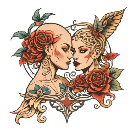 Gemini 2 Sides Beautiful Woman And Shaved Head Man