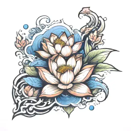 Lotus Flower And The Rock Eroded By The Water