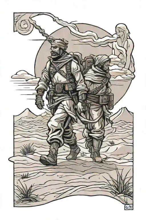 Dune 2 Landscape And Little Fremen Doing The Sandwalk On A Windy Day