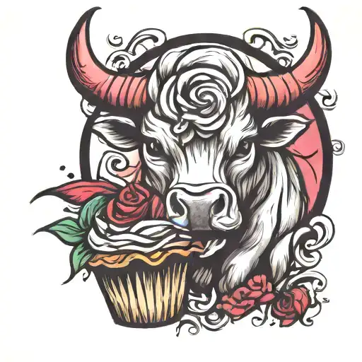 Cupcake And Bull Head
