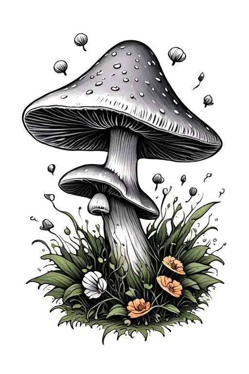 Single Magic Mushroom Black Grey