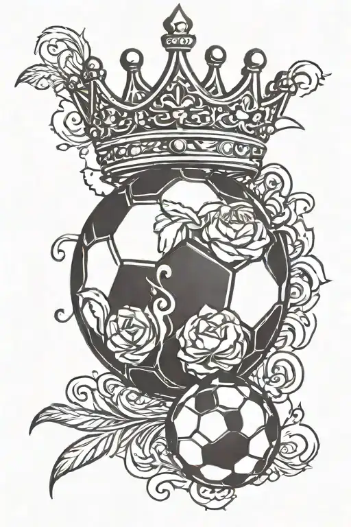 Soccer Ball With Crown And Designs