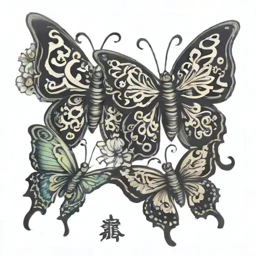 Butterflies With Chinese Symbols