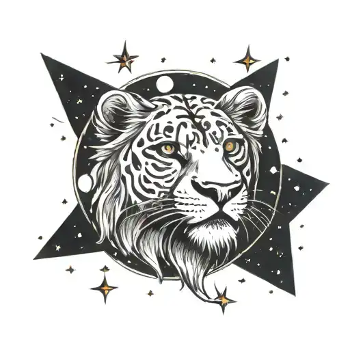 Leo Constellation With Moon And Stars