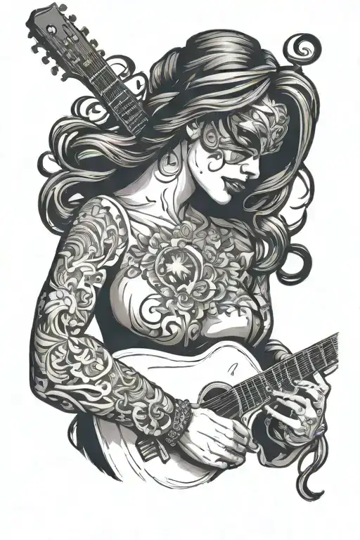 Blindfolded Woman With Guitar