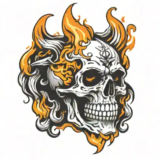 Skull With Open Mouth On Fire
