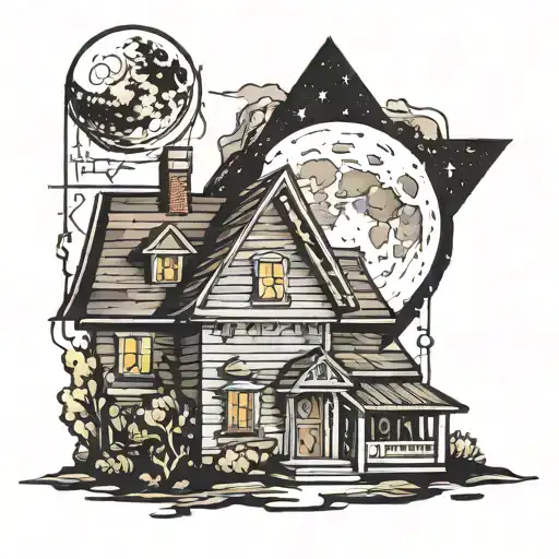 House And Moon Shining