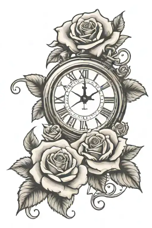 Rose And Clock For A Man
