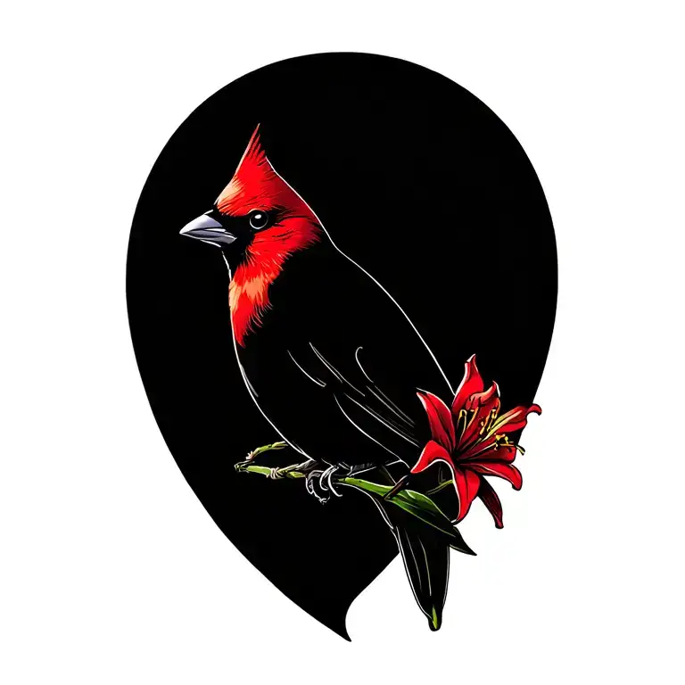 Cardinal With Italian Lily