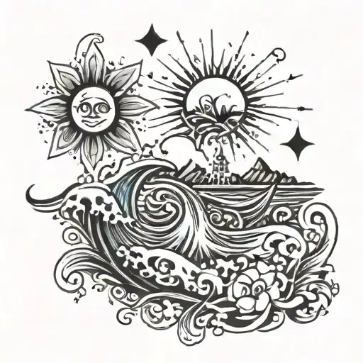 Small Shape Of Sardinia Plus A Wave And A Sun